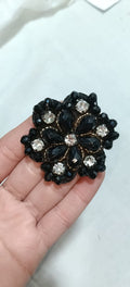 Black Beaded Floral Appliqués – Pack of 5
