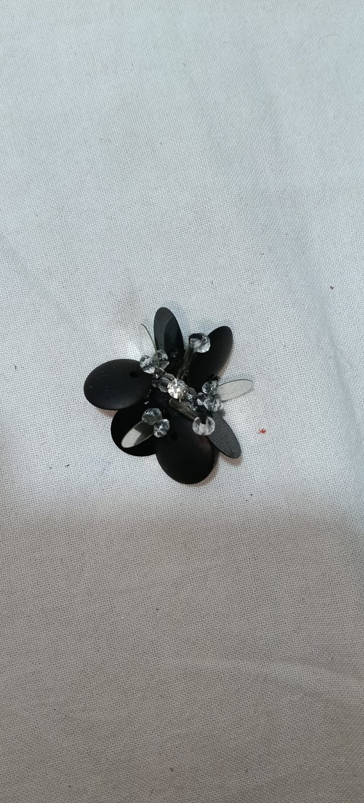 Black Crystal Floral Embellishments – Pack of 12