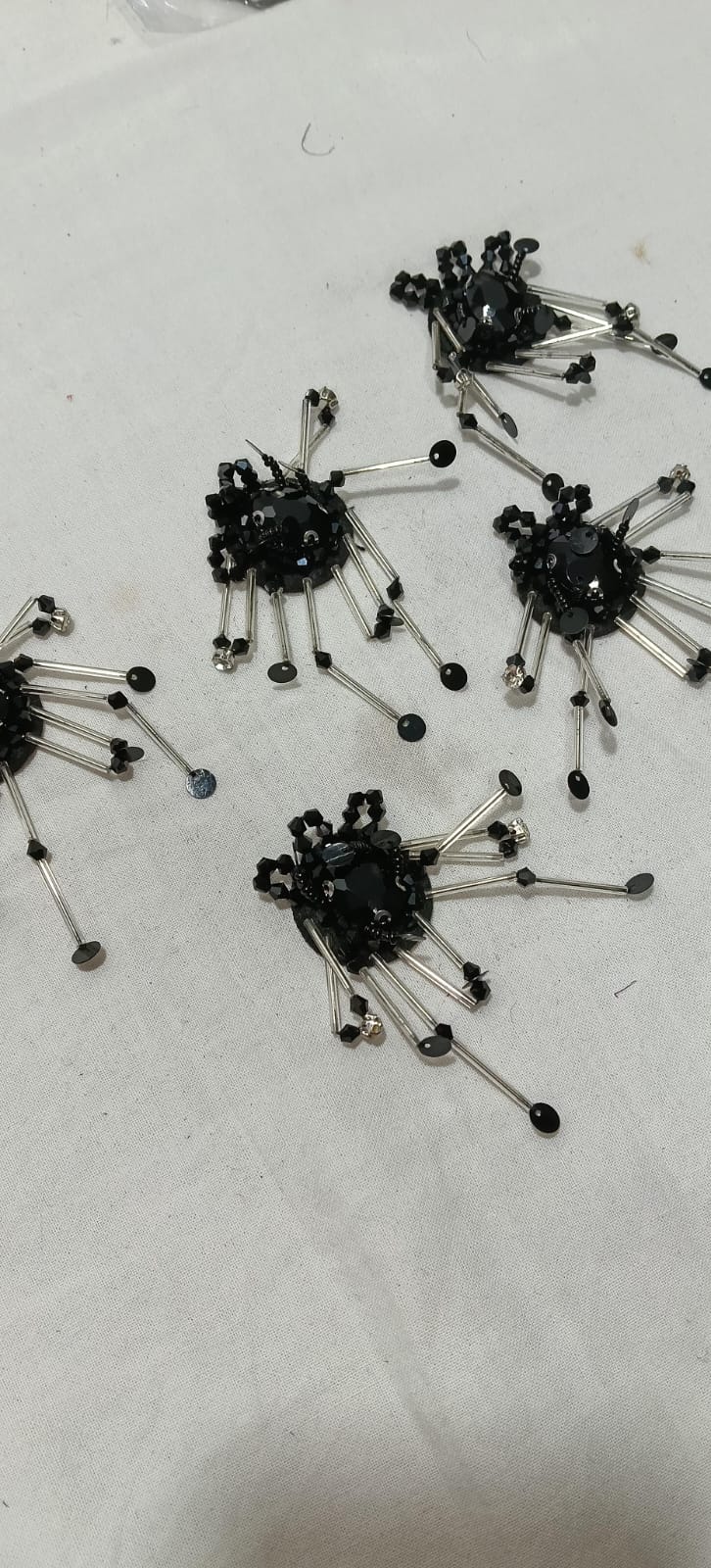 ✨ Black Crystal Burst Embellishments – Pack of 5