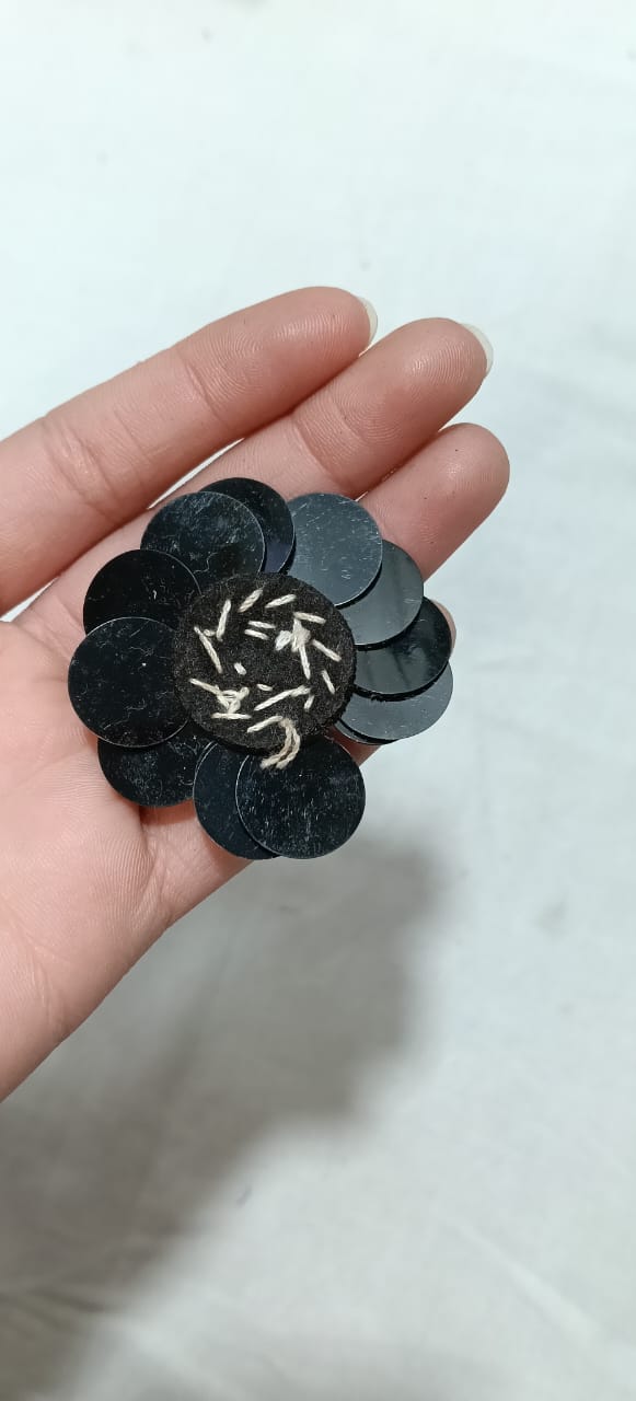 Black Crystal Floral Embellishments – Pack of 6