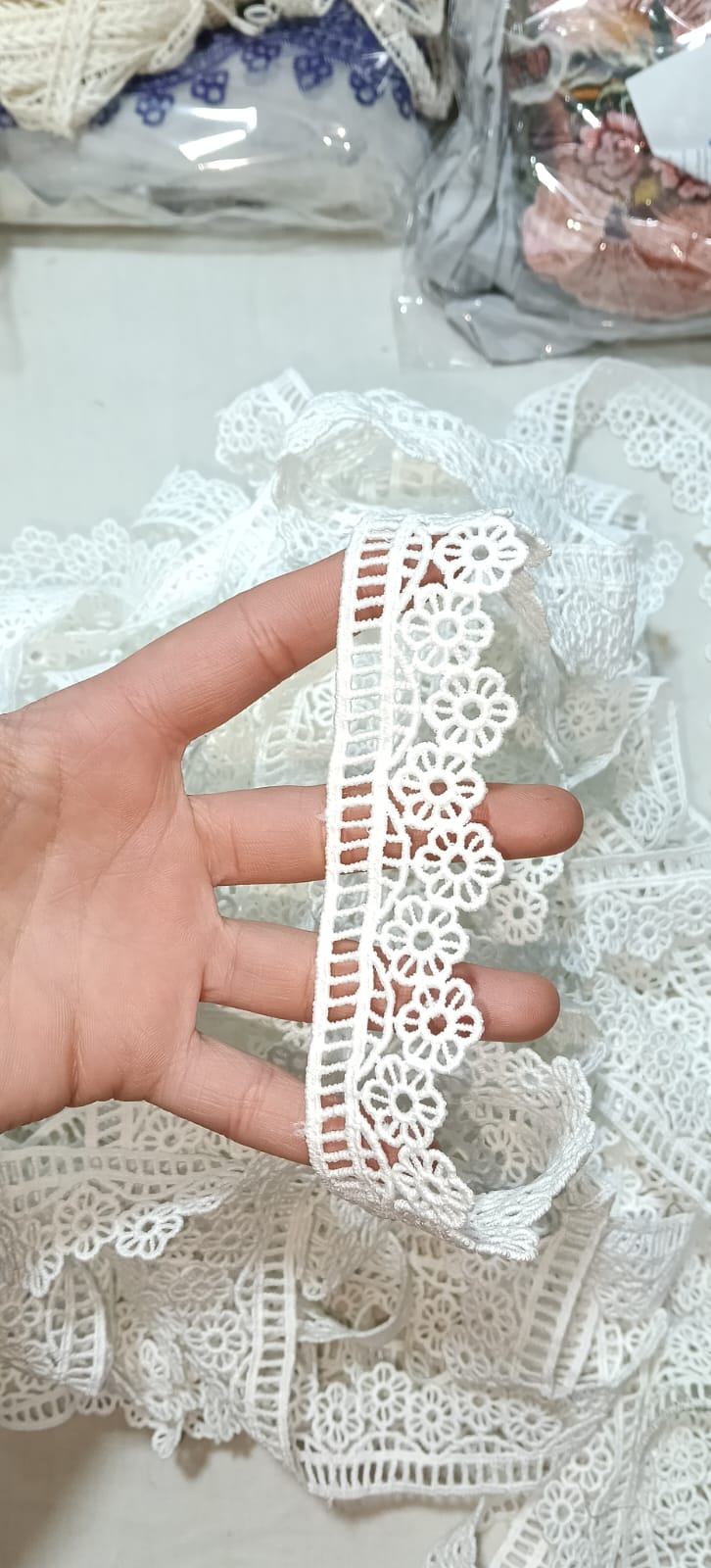 ✨ Premium White Floral Lace Border – Bundle Deal (Rs. 1200)