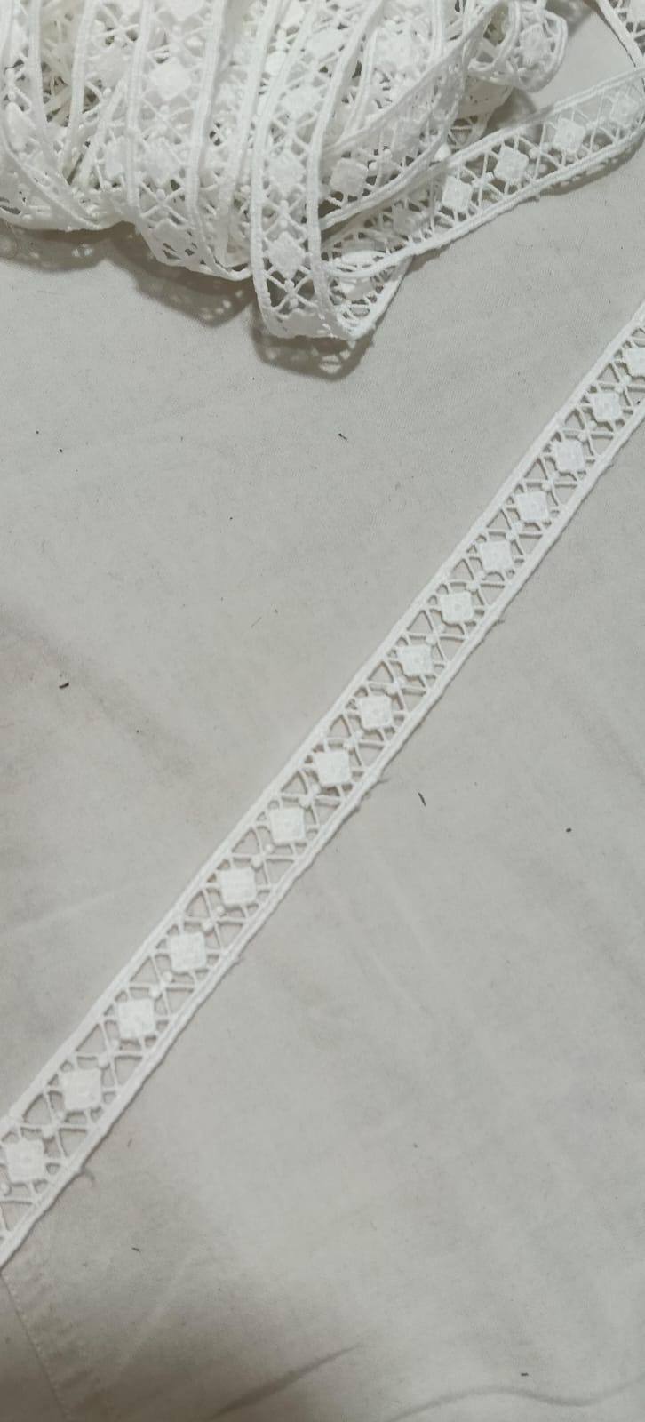 White Embroidered Lace Trim