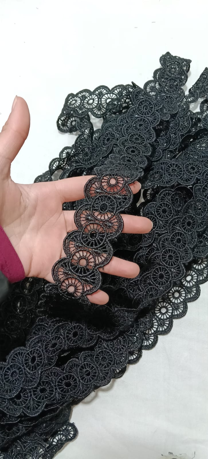 Black Embroidered Lace Trim
