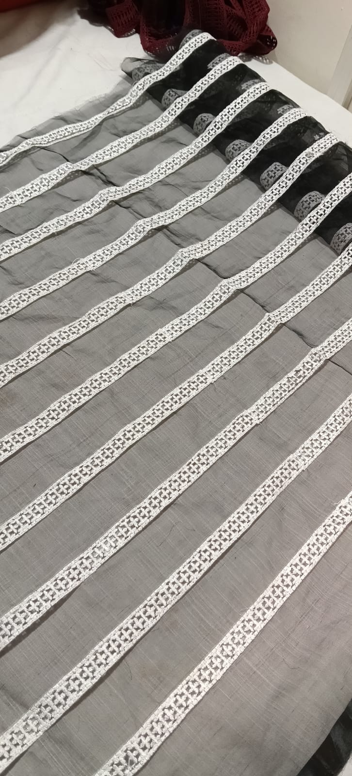 ✨ Premium Silver Embroidered Net Lace Set ✨