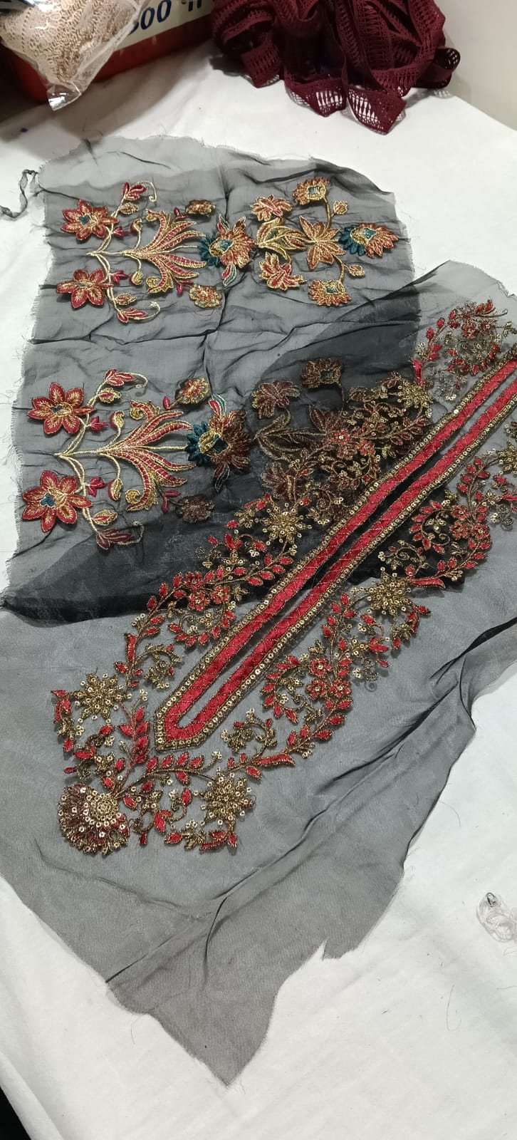 ✨ Luxury Embroidered Net Neckline &amp; Motifs Set ✨